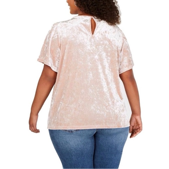 LUCKY BRAND NWT Champagne Crushed Velvet Flutter Sleeve Top 2X - Picture 2 of 8